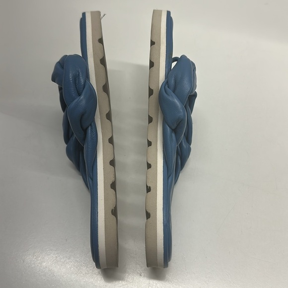 M Gemi The Torcere Sandals Flip Flop Shoes Nappa Leather Twisted Strap Blue 6.5 - Picture 5 of 9